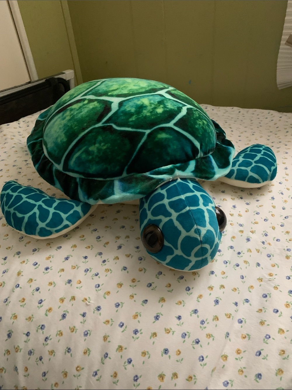 Plush Sea Turtle Pillow - Teal & Green